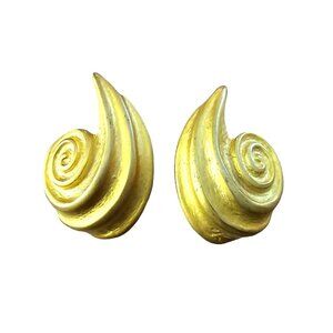 Vanecci Brushed Gold Tone 80's-90's Runway Clip on Earrings